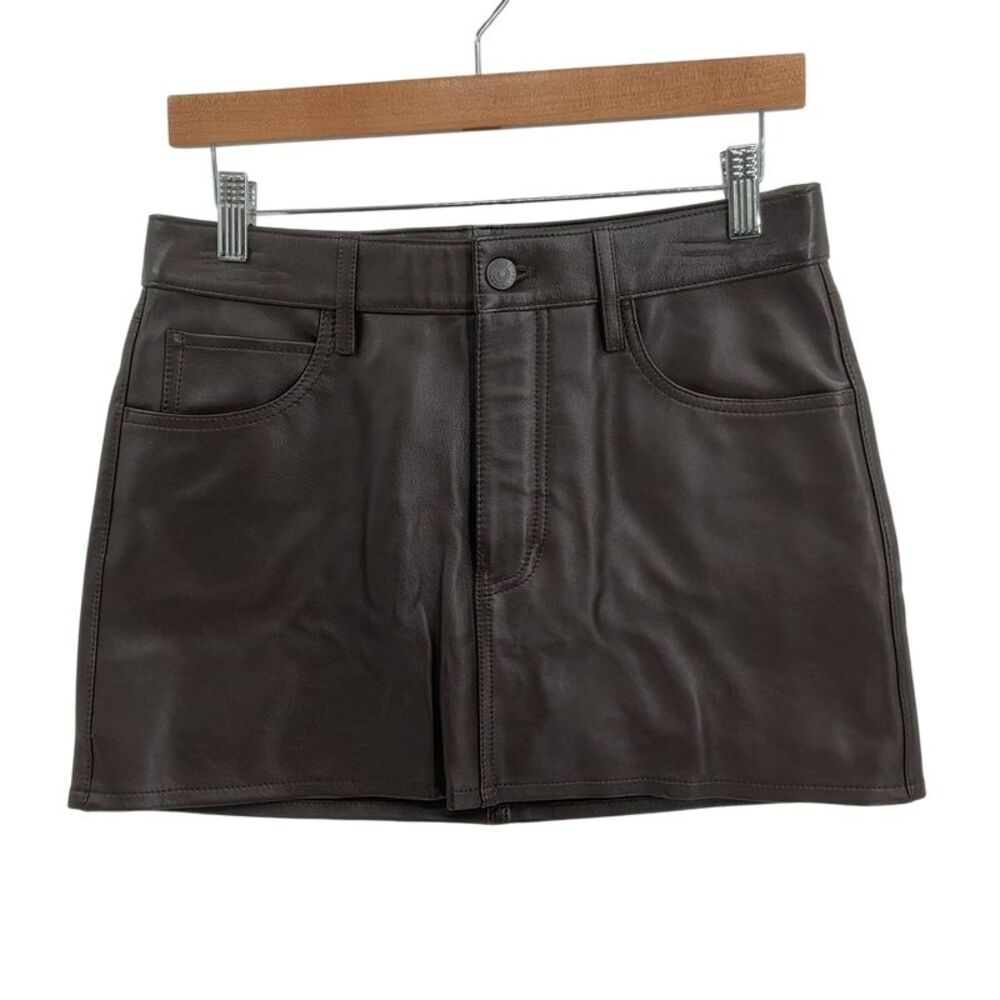 Frame Women The Leather Mini Skirt Dark Brown 25